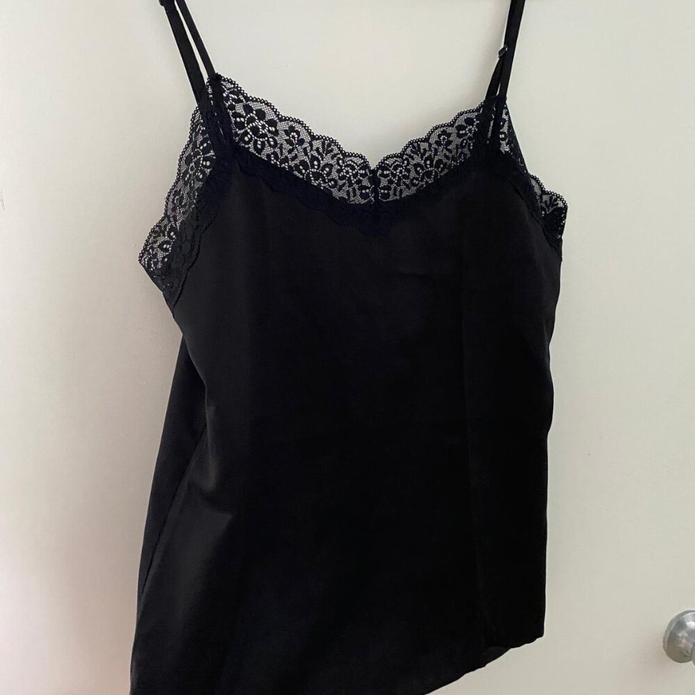 Satin and Lace Spaghetti Strap Tank Top